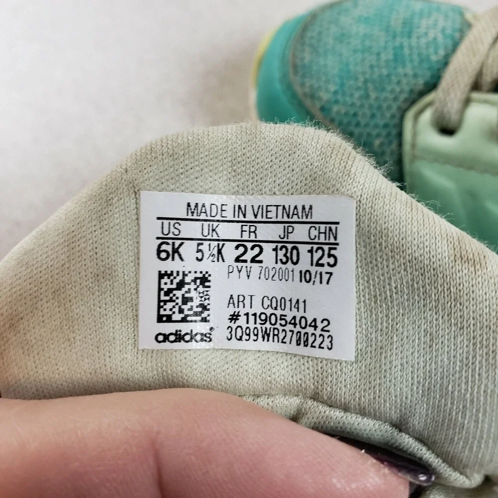 Adidas Kids Rapidarun El CQ0141 Ivory Teal Low Top Comfort Running‎ Shoes Size 6